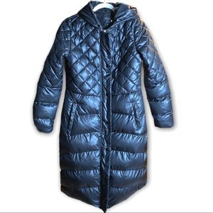 MONCLER Long Black Quilted Bubble Puffer Coat W/ Hood
